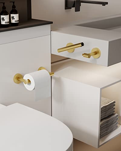 Gold 2 Pack Toilet Paper Holder SUS304 Stainless Steel Double Post Pivoting Toilet Paper Roll Holder Wall Mounted Toilet Tissue Holder for Commercial Bathroom RV (Brushed Gold)