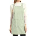 Aprons for Women with Pockets Plus Size Comfort Cross Back No Tie Cotton Linen Apron Pinafore (Lightgreen / Small)