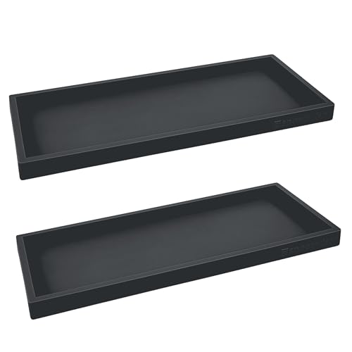 Silicone Countertop & Vanity Bathroom Tray (Black / 2 PC Large - 11.7”)