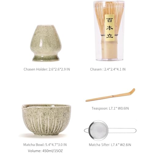 Matcha Set Match Bowl and Whisk (Mottled Green)