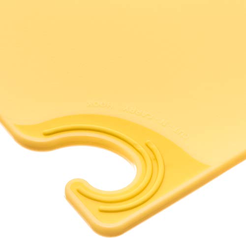 Saf-T-Grip Plastic Cutting Board with Safety Hook, 9" x 12" x 0.375", Yellow (Yellow)