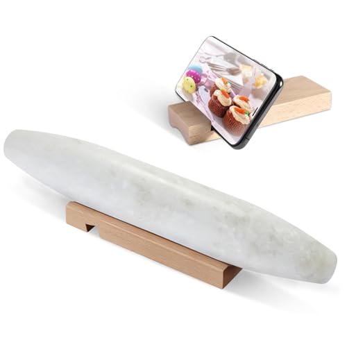 African Natural Marble French Rolling Pin (Shuttle White Marble 12 Inch)