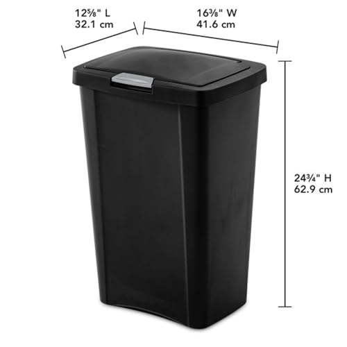 TouchTop Plastic Wastebasket (16 Pack / Black)