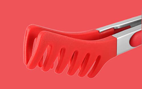 Large 13" Red Stainless Steel Pasta Tong with Silicone Tips