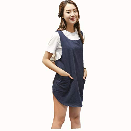 Shortened Design Apron (1# Style-rounded Edge / Navy Blue)