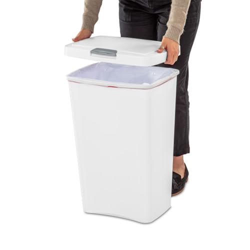 13 Gallon TouchTop Wastebasket Trash Can Garbage Recycle Bin with Titanium Latch for Kitchen (4 Pack / White)