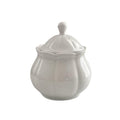 Vintage Embossed Ceramic Sugar Bowl with Lid (White / Sugar Bowl)