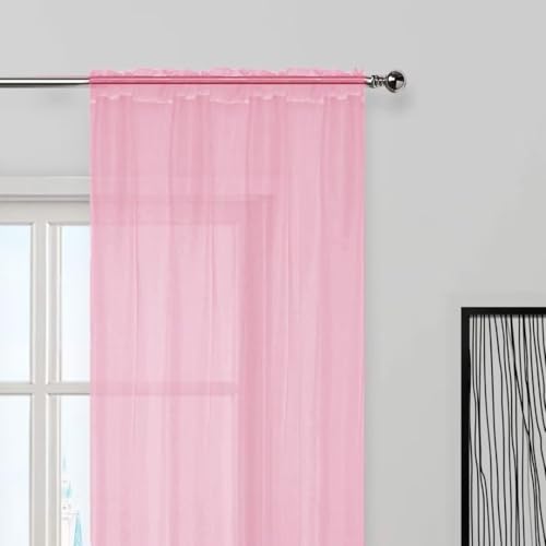 Sheer Light Pink Curtains 4 Panels Rod Pocket Semi (Light Pink / 52"W x 84"L (Pack of 4))