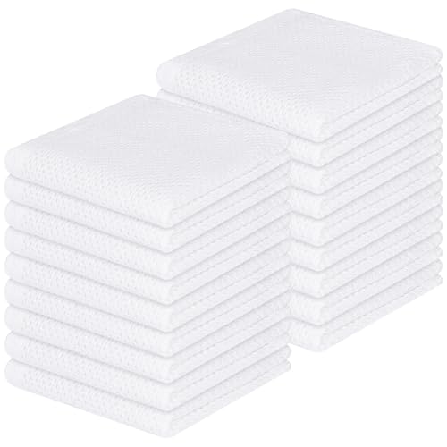 100% Cotton Waffle Weave Kitchen Dish Cloths 18 (White / 12 X 12 - 18 Pack)