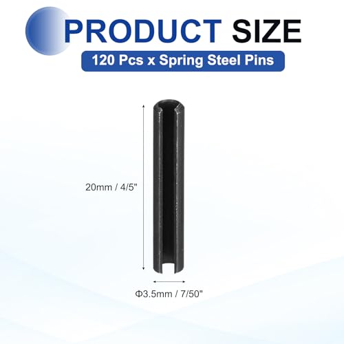 120Pcs Slotted Split Roll Pins 7 (7/50 Inch(3.5mm) Dia. 4/5 Inch(20mm) Length)