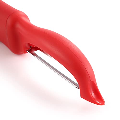 Swivel Vegetable Peeler for Kitchen with Soft Grip Handle (Red)