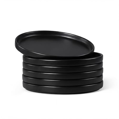 7.9 Inch Ceramic Dinner Plates (Matte Black / 7.9'')
