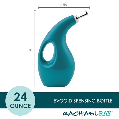 Ceramics EVOO Oil and Vinegar Dispensing Bottle (Turquoise / 24 Ounces)