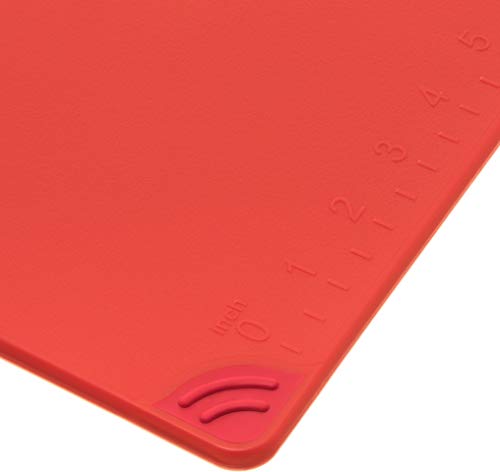 Saf-T-Grip Cutting Board With Molded-In Ruler, Plastic Chopping Board for Kitchen, 9" x 12" x 0.35", 6 Count, Red