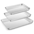 Stainless Steel Baking Sheet Set of 3 (Flat bottom / 12.5"/10.5"/9.4" - 1" Depth)