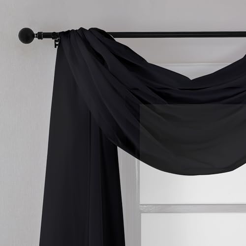 Extra Long Black Sheer Curtains 144 inch 2 Panels (Black / 59"W x 144"L (Pack of 2))