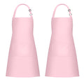 2 Pack 100% Cotton Aprons with 2 Pockets Cooking Chef Kitchen Adjustable Bib Apron for Women Men (Pink)