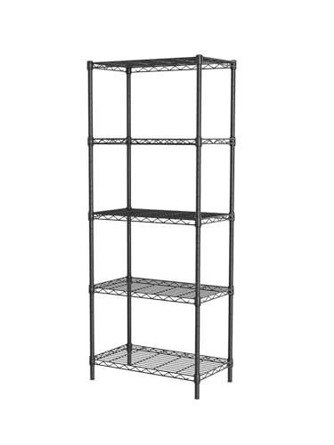 5 Metal Shelves Wire Shelving Storage Shelf Adjustable Unit Pantry (Black / 5 Tier 12"Dx22"Wx59"H)