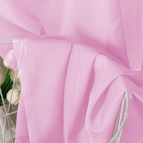 Pink Sheer Curtains 78 Inches Long 2 Panels Set for Living Room (Pink / 42"W x 78"L (Pack of 2))
