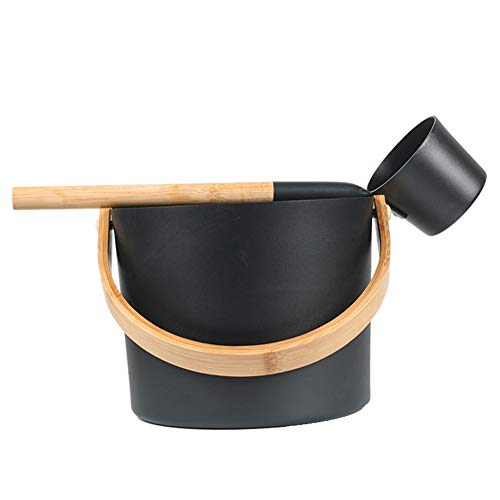 Sauna Bucket and Ladle Set (Black)