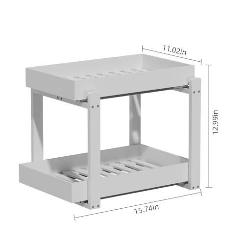 2 Pack Bamboo Under Sink Organizer (White / 1 Pack)