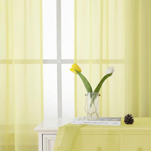 Goose Yellow Sheer Curtains 78 Inches Long 2 Panels (Goose Yellow / 42"W x 78"L (Pack of 2))