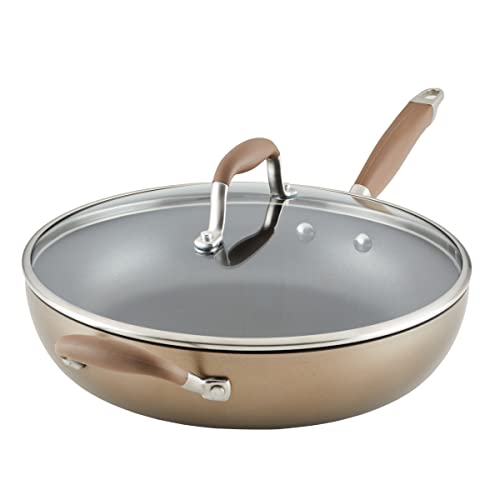 Advanced Hard Anodized Nonstick Deep Frying Pan with Lid (Bronze / Skillet w/ Lid (12-Inch))