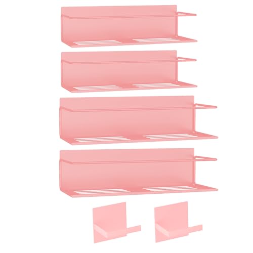 Magnetic Spice Rack For Refrigerator Magnetic Fridge Shelf For Kitchen Spice Organizer Magnetic Shelf For Fridge Space Saving Pink 4 Pack With Magnetic Paper Towel Holder (4 Pack / Pink)