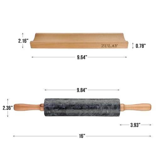 17 Inch Marble Rolling Pin With Stand (Black / 17 Inch)
