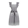 Aoomzoom Vintage Aprons for Woman with Pockets Cute Lace Ruffle Adjustable Apron for Cooking Kitchen Baking Gardening (Sky Grey)