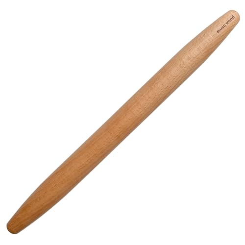 Wooden Rolling Pin for Baking (17.5in Beech French Rolling pin)