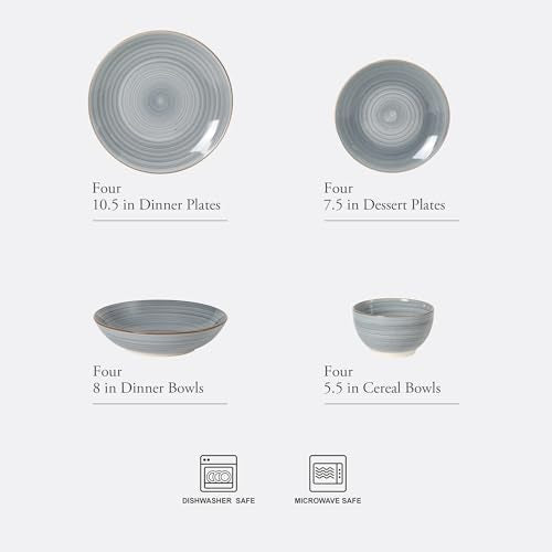Stonebury 16 Piece Plates and Bowls Blue Dishes (Service for 4 (16pcs) / Blue (Stonebury))