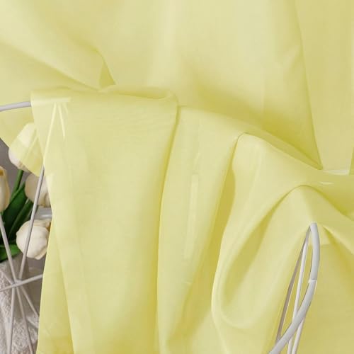 Sheer Curtains 84 Inches Long 2 Panels Set (Light Yellow / 42"W x 84"L (Pack of 2))