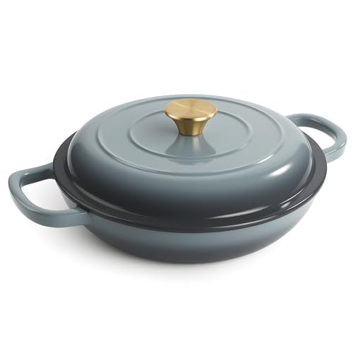 3 Quart Enameled Cast Iron Braiser (Gray)