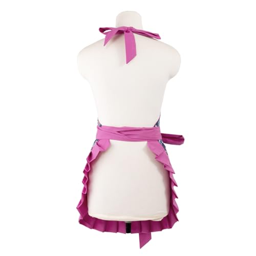 Kitchen Aprons for Women with 2 Pockets (Navy Floral-adult)