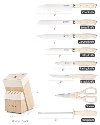 Kitchen Knife Set (Cream / 14 Pieces)