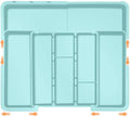 Large Utensil Drawer Organizer Expandable Silverware Organizer for Kitchen Drawer Adjustable Cooking Utensil Holder Cutlery Flatware Tray Spatula Tools Gadgets Storage Dividers Plastic Turquoise (Turquoise)