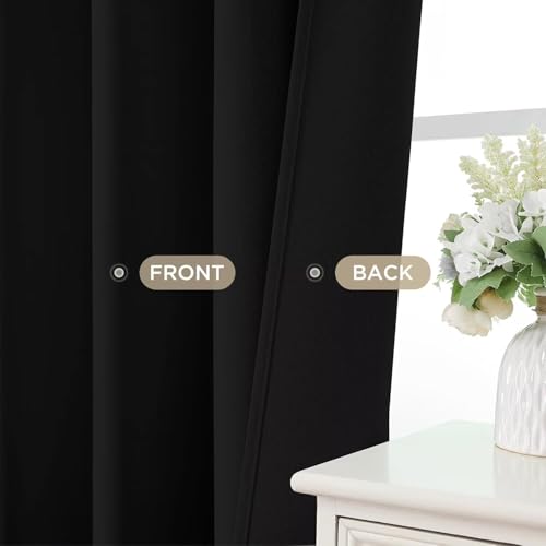 Blackout Curtains 72 Inches Long 2 Panels Set (Black / 37"W x 72"L (Pack of 2))