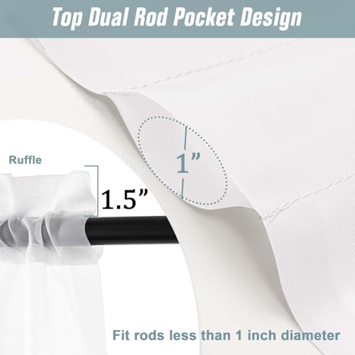 White Sheer Curtains 216 Inches Long (42"W x 216"L (Pack of 2) / White)