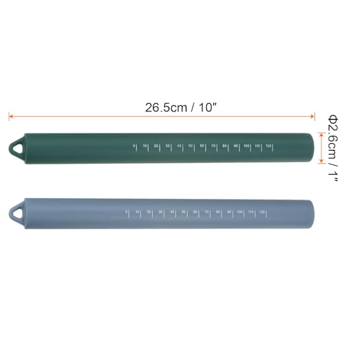 2pcs Silicone Rolling Pin 10" Stainless Silicone Surface Non (Blue+Dark Green)