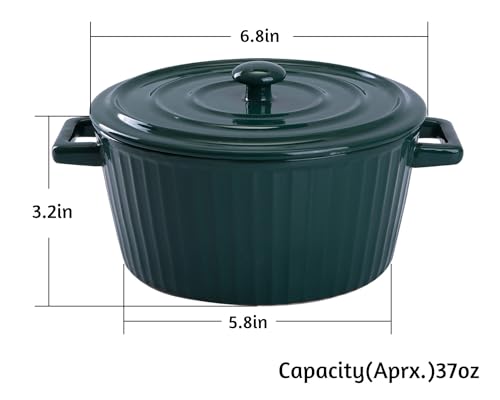 Green Colorful Ceramic Casserole Dish with Lid (green)