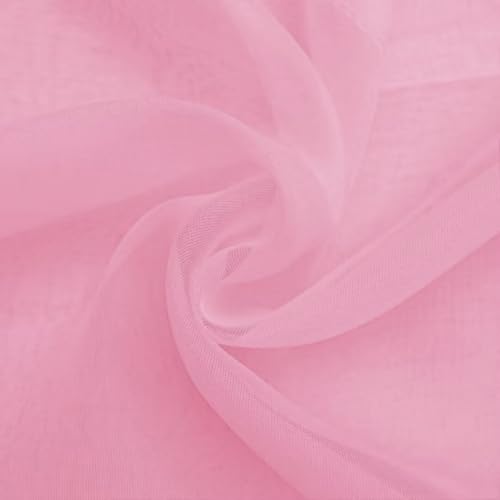 Sheer Light Pink Curtains 4 Panels Rod Pocket Semi (Light Pink / 52"W x 84"L (Pack of 4))