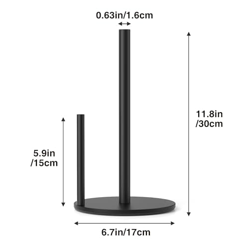 Paper Towel Holder Black Stainless Steel Kitchen Countertop Roll Organizer (Black)