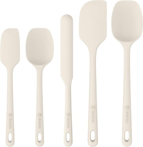 5 Pieces Silicone Spatulas Set (Cream White / 5 pieces)