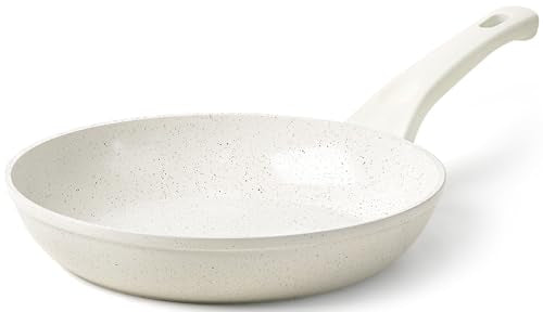 8 Inch Nonstick Frying Pan Small Egg Pan Skillet (8 Inch / White)