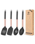 Pack of 4 Silicone Cooking Utensils Set (ROSE GOLD BLACK)