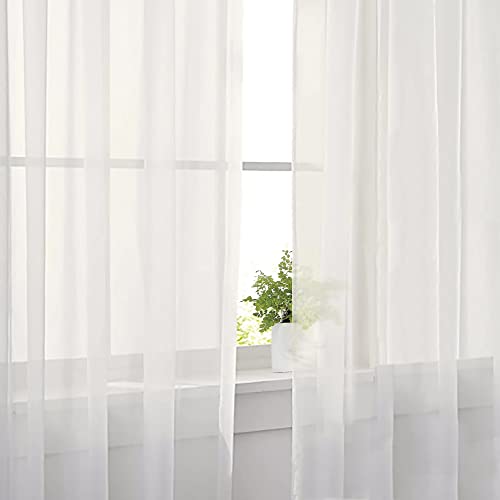 Ivory Sheer Curtains 63 Inch Long 2 Panels (Ivory / 40"W x 63"L (Pack of 2))
