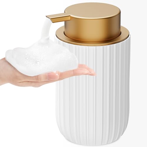 Ceramic Foaming Soap Dispenser (Matte White Gold-1pack)