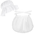 2pcs Women Colonial Costume Set White Mob Cap Half Apron (Style 2)