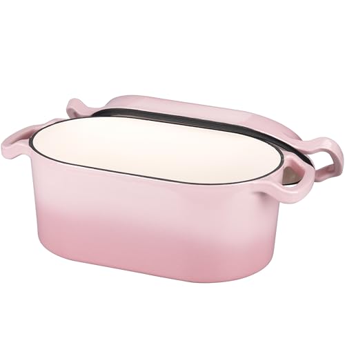 Oval Dutch Oven Pot with Lid (Pink)